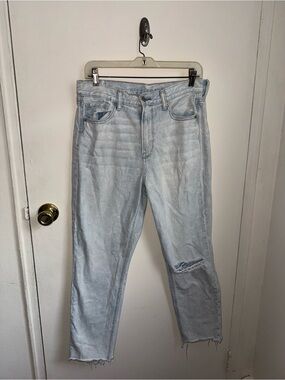 American Eagle Light Wash Distressed Mom Jeans